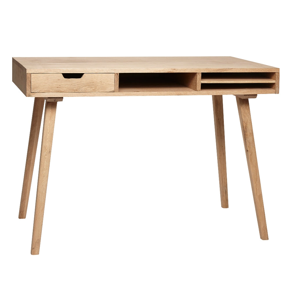 Hubsch Oak Veneer Desk with compartments