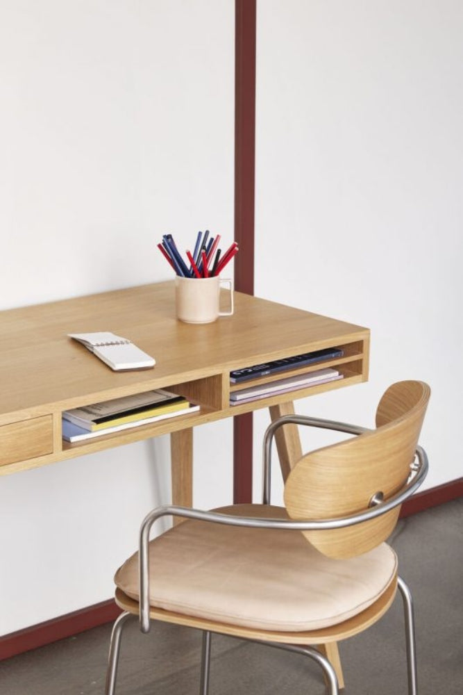 Hubsch Oak Veneer Desk with compartments